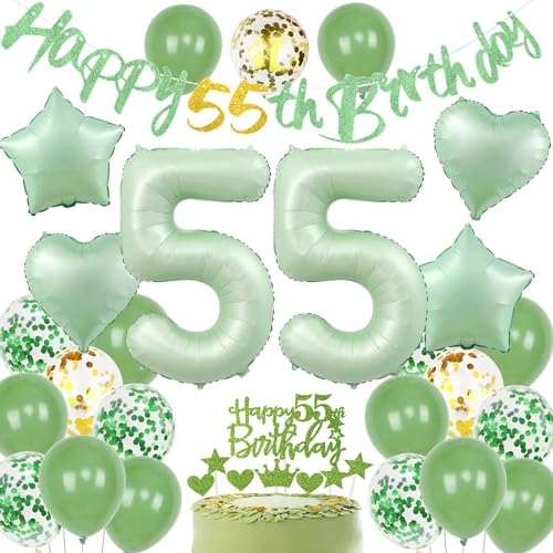 Luftballons 55. Geburtstag Grün - Deko für Mann und Frau - Geburtstagsdekoration Set - Party Zubehör Luftballons 55. Geburtstag Grün - Deko für Mann und Frau - Geburtstagsdekoration Set - Party Zubehör von Haosell