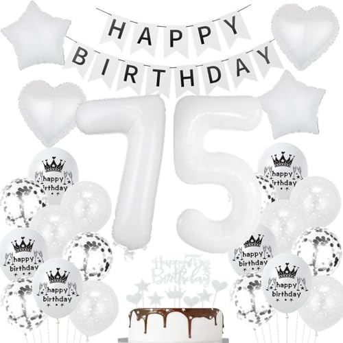Luftballons 75. Weiß, 75 Geburtstag Deko Weiß, 75. Geburtstag Frau Mann Deko, 75 Geburtstag Weiß Luftballons, 75 Jahre Weiß Luftballon, 75 Jahre Party Deko Weiß, Ballon 75 Jahre Party Deko von Haosell