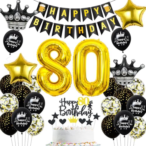Luftballons 80 Jahre Geburtstag Gold Schwarz, 80. Geburtstag Dekoration Gold Schwarz, Mann Frau 80. Party Deko, Gold Schwarz Geburtstagsdeko 80 Jahre, Gold Schwarz Ballon 80 Jahre Männer Frauen Luftballons 80 Jahre Geburtstag Gold Schwarz, 80. Geburtstag Dekoration Gold Schwarz, Mann Frau 80. Party Deko, Gold Schwarz Geburtstagsdeko 80 Jahre, Gold Schwarz Ballon 80 Jahre Männer Frauen von Haosell
