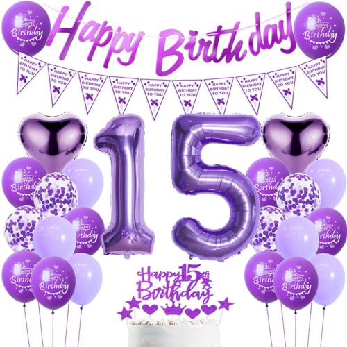 Luftballons Geburtstag 15. Mädchen Lila, 15. Geburtstag Dekoration Mädchen, Luftballons 15. Dekoration Lila,Deko 15.Lila Ballon Geburtstagdeko 15 Jahre Luftballons Geburtstag 15. Mädchen Lila, 15. Geburtstag Dekoration Mädchen, Luftballons 15. Dekoration Lila,Deko 15.Lila Ballon Geburtstagdeko 15 Jahre von Haosell