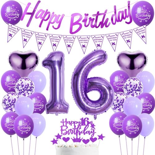 Luftballons Geburtstag 16. Mädchen Lila, 16. Geburtstag Dekoration Mädchen, Luftballons 16. Dekoration Lila,Deko 16. Ballon Geburtstagdeko 16 Jahre Luftballons Geburtstag 16. Mädchen Lila, 16. Geburtstag Dekoration Mädchen, Luftballons 16. Dekoration Lila,Deko 16. Ballon Geburtstagdeko 16 Jahre von Haosell