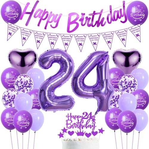 Luftballons Geburtstag 24. Frau Lila, 24. Geburtstag Dekoration Frauen, Luftballons 24. Dekoration Lila,Deko 24. Frau, Ballon Geburtstagdeko 24 Jahre Frauen Luftballons Geburtstag 24. Frau Lila, 24. Geburtstag Dekoration Frauen, Luftballons 24. Dekoration Lila,Deko 24. Frau, Ballon Geburtstagdeko 24 Jahre Frauen von Haosell