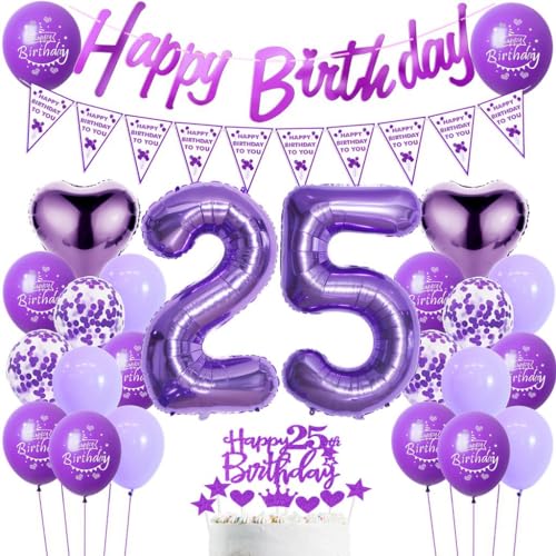 Luftballons Geburtstag 25. Frau Lila, 25. Geburtstag Dekoration Frauen, Luftballons 25. Dekoration Lila,Deko 25. Frau, Ballon Geburtstagdeko 25 Jahre Frauen von Haosell