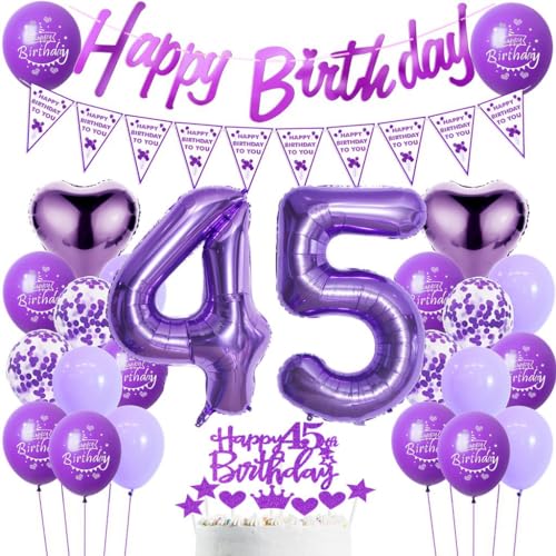 Luftballons 45. Geburtstag Frau Lila - Dekoration Für Frauen, Deko 45 Jahre, Ballon Geburtstagdeko Luftballons 45. Geburtstag Frau Lila - Dekoration Für Frauen, Deko 45 Jahre, Ballon Geburtstagdeko von Haosell