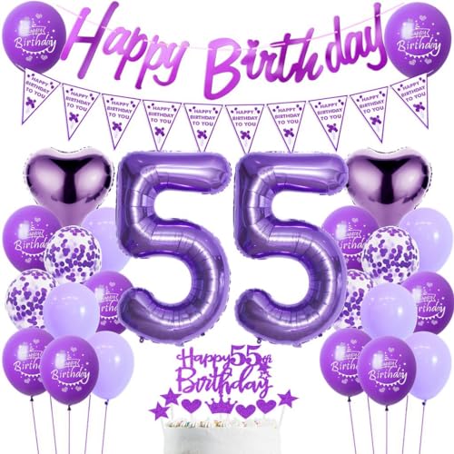 Luftballons Geburtstag 55. Frau Lila, 55. Geburtstag Dekoration Frauen, Luftballons 55. Dekoration Lila,Deko 55. Frau, Ballon Geburtstagdeko 55 Jahre Frauen Luftballons Geburtstag 55. Frau Lila, 55. Geburtstag Dekoration Frauen, Luftballons 55. Dekoration Lila,Deko 55. Frau, Ballon Geburtstagdeko 55 Jahre Frauen von Haosell