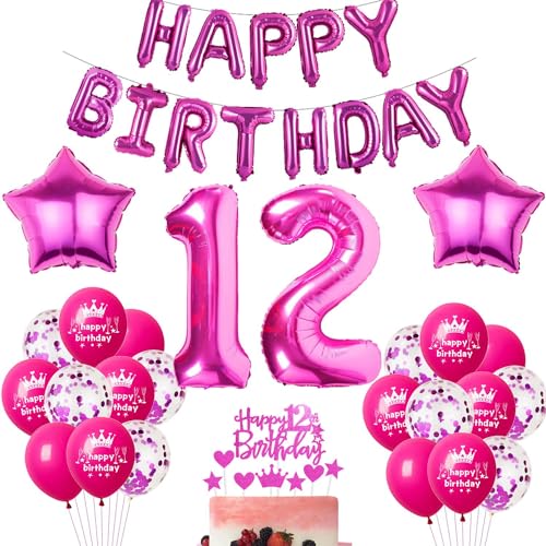 Rosa Luftballon 12. Geburtstag Hot Pink - Ballon Geburtstagsdeko für Mädchen - Party Deko Rosa Dekorationen Rosa Luftballon 12. Geburtstag Hot Pink - Ballon Geburtstagsdeko für Mädchen - Party Deko Rosa Dekorationen von Haosell