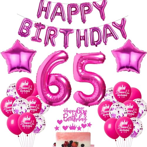 Rosa Luftballon 65. Geburtstag Hot Pink Geburtstag Luftballon 65 Jahre Rosa Ballon 65. Geburtstagsdeko 65 Jahre Frauen 65 Party Deko Rosa 65. Frau Dekorationen Rose von Haosell