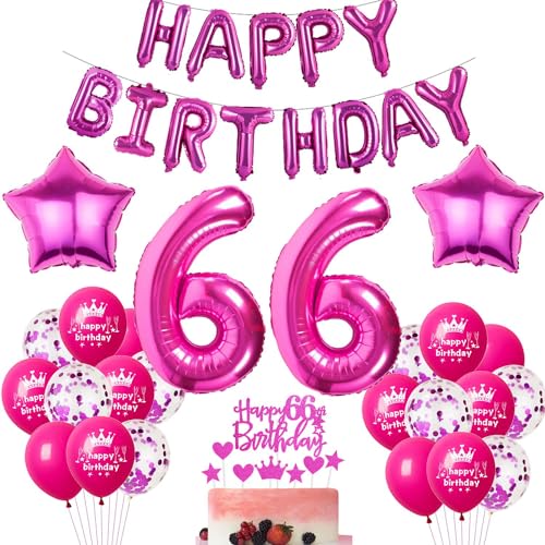 Rosa Luftballon 66. Geburtstag Hot Pink - Ballon Geburtstagsdeko für Frauen - Party Deko Rosa - Frau Geburtstag Dekorationen Rose Rosa Luftballon 66. Geburtstag Hot Pink - Ballon Geburtstagsdeko für Frauen - Party Deko Rosa - Frau Geburtstag Dekorationen Rose von Haosell
