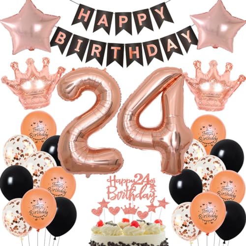 Rosegold 24 Jahr Geburtstag Frau, Rosegold Luftballon 24 Geburtstag Frau, 24. Geburtstag Dekorationen Frauen, Rosegold Schwarz 24. Party Deko, Geburtstagsdeko 24 Jahr Rosegold Schwarz Rosegold 24 Jahr Geburtstag Frau, Rosegold Luftballon 24 Geburtstag Frau, 24. Geburtstag Dekorationen Frauen, Rosegold Schwarz 24. Party Deko, Geburtstagsdeko 24 Jahr Rosegold Schwarz von Haosell