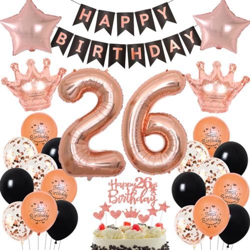 Rosegold 26 Jahr Geburtstag Frau, Rosegold Luftballon 26 Geburtstag Frau, 26. Geburtstag Dekorationen Frauen, Rosegold Schwarz 26. Party Deko, Geburtstagsdeko 26 Jahr Rosegold Schwarz Rosegold 26 Jahr Geburtstag Frau, Rosegold Luftballon 26 Geburtstag Frau, 26. Geburtstag Dekorationen Frauen, Rosegold Schwarz 26. Party Deko, Geburtstagsdeko 26 Jahr Rosegold Schwarz von Haosell