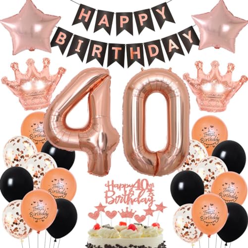 Rosegold 40. Geburtstag Deko für Frauen - Luftballons, Party Dekoration Schwarz Rosegold 40. Geburtstag Deko für Frauen - Luftballons, Party Dekoration Schwarz von Haosell