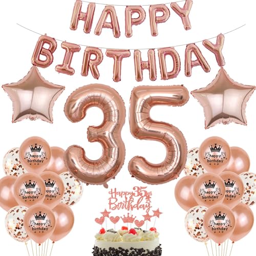 Rosegold Luftballon 35. Geburtstag Frau Rosegold 35. Geburtstag Dekorationen Frau Ballon 35. Geburtstagsdeko Rosegold 35 Geburtstag Frauen Rosegold Geburtstagsdeko 35 Happy Birthday Banner von Haosell