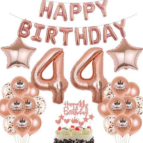 Rosegold Luftballon 44. Geburtstag Frau Rosegold 44. Geburtstag Dekorationen Frau Ballon 44. Geburtstagsdeko Rosegold 44 Geburtstag Frauen Rosegold Geburtstagsdeko 44 Happy Birthday Banner von Haosell