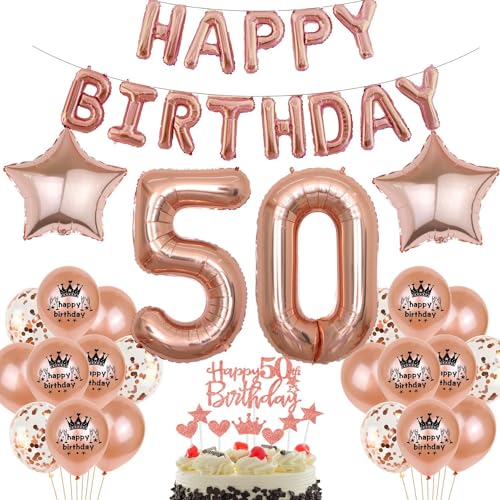 Rosegold Luftballon 50. Geburtstag Frau Rosegold 50. Geburtstag Dekorationen Frau Ballon 50. Geburtstagsdeko Rosegold 50 Geburtstag Frauen Rosegold Geburtstagsdeko 50 Happy Birthday Banner von Haosell