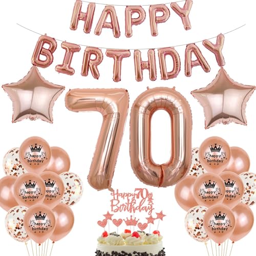 Rosegold Luftballon 70. Geburtstag Frau Rosegold 70. Geburtstag Dekorationen Frau Ballon 70. Geburtstagsdeko Rosegold 70 Geburtstag Frauen Rosegold Geburtstagsdeko 70 Happy Birthday Banner von Haosell