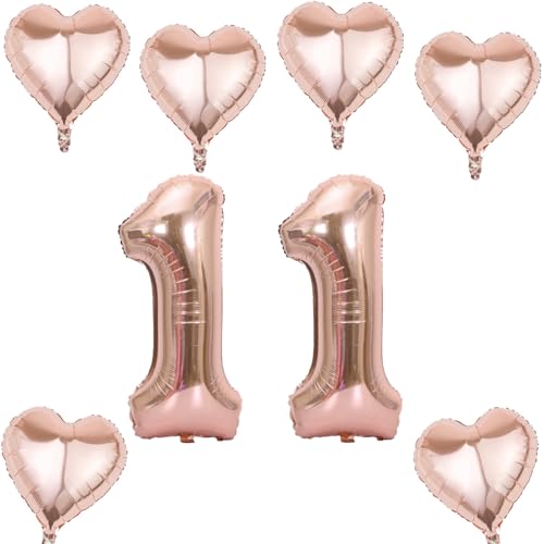 Roségold Zahlen Luftballon 11 +6 pcs herz Heliumballon 11. Geburtstag Deko für Mädchen,40" Roségold Riesen Folienballon 11 für 11 Jahre Geburtstag deko, Roségold Helium Zahlenballon 11 Roségold Zahlen Luftballon 11 +6 pcs herz Heliumballon 11. Geburtstag Deko für Mädchen,40" Roségold Riesen Folienballon 11 für 11 Jahre Geburtstag deko, Roségold Helium Zahlenballon 11 von Haosell
