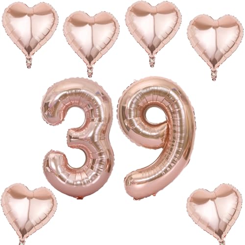 Roségold Zahlen Luftballon 39 +6 pcs herz Heliumballon 39. Geburtstag Deko für Frauen,40" Roségold Riesen Folienballon 39 für 39 Jahre Geburtstag deko, Roségold Helium Zahlenballon 39 Roségold Zahlen Luftballon 39 +6 pcs herz Heliumballon 39. Geburtstag Deko für Frauen,40" Roségold Riesen Folienballon 39 für 39 Jahre Geburtstag deko, Roségold Helium Zahlenballon 39 von Haosell