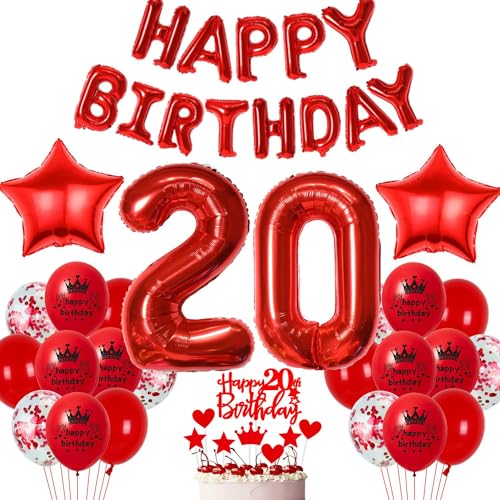 Rot 20. Geburtstag Deko Luftballon 20 Geburtstag Frau Rot 20. Ballons Party Deko Frau 20 Jahre Geburtstagsdeko Rot Ballon 20 Geburtstag Luftballons Frau Junge 20. Party Dekoration Rot von Haosell