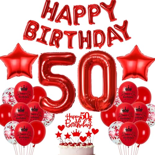 Rot 50. Geburtstag Deko Luftballon 50 Geburtstag Frau Rot 50. Ballons Party Deko Frau 50 Jahre Geburtstagsdeko Rot Ballon 50 Geburtstag Luftballons Frau Junge 50. Party Dekoration Rot von Haosell