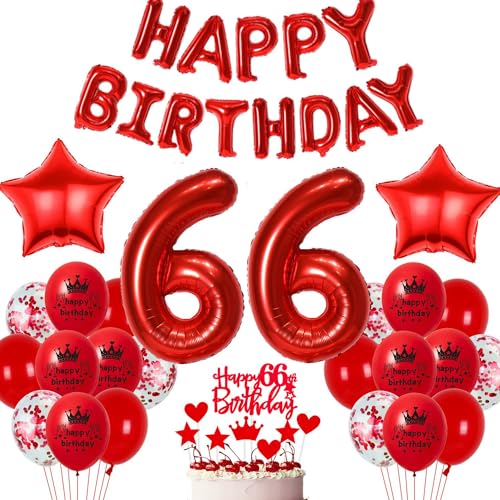 Rot 66. Geburtstag Deko Luftballon 66 Geburtstag Frau Rot 66. Ballons Party Deko Frau 66 Jahre Geburtstagsdeko Rot Ballon 66 Geburtstag Luftballons Frau Junge 66. Party Dekoration Rot von Haosell