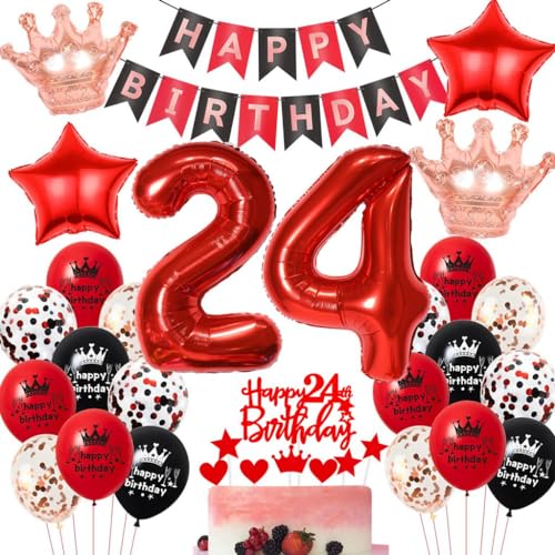 Rot Geburtstagsdeko 24 Jahr Frau, 24 Geburtstag Deko Schwarzes Rot, Luftballons 24. Geburtstag Frau Rot Schwarz, 24 Jahr Luftballons Schwarz Rot, 24. Party Deko Ballon Rot Geburtstagsdeko 24 Jahr Frau, 24 Geburtstag Deko Schwarzes Rot, Luftballons 24. Geburtstag Frau Rot Schwarz, 24 Jahr Luftballons Schwarz Rot, 24. Party Deko Ballon von Haosell