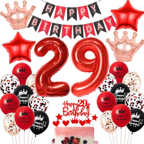 Rot Geburtstagsdeko 29 Jahr Frau, 29 Geburtstag Deko Schwarzes Rot, Luftballons 29. Geburtstag Frau Rot Schwarz, 29 Jahr Luftballons Schwarz Rot, 29. Party Deko Ballon von Haosell