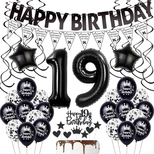 Schwarz 19. Geburtstag Dekoration,Luftballon 19. Geburtstag Dekoration,Schwarz Geburtstag 19 Jahre Junge, Schwarz 19. Tortendeko,Geburtstagsdeko 19 Jahre Mädchen,Schwarz Ballon 19. Party Dekoration Schwarz 19. Geburtstag Dekoration,Luftballon 19. Geburtstag Dekoration,Schwarz Geburtstag 19 Jahre Junge, Schwarz 19. Tortendeko,Geburtstagsdeko 19 Jahre Mädchen,Schwarz Ballon 19. Party Dekoration von Haosell