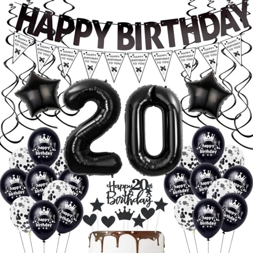 Schwarz 20. Geburtstag Dekoration,Luftballon 20. Geburtstag Mann Frau,Schwarz Geburtstag 20 Jahre Mann, Schwarz 20. Tortendeko,Geburtstagsdeko 20 Jahre Frau,Schwarz Ballon 20. Party Dekoration Schwarz 20. Geburtstag Dekoration,Luftballon 20. Geburtstag Mann Frau,Schwarz Geburtstag 20 Jahre Mann, Schwarz 20. Tortendeko,Geburtstagsdeko 20 Jahre Frau,Schwarz Ballon 20. Party Dekoration von Haosell