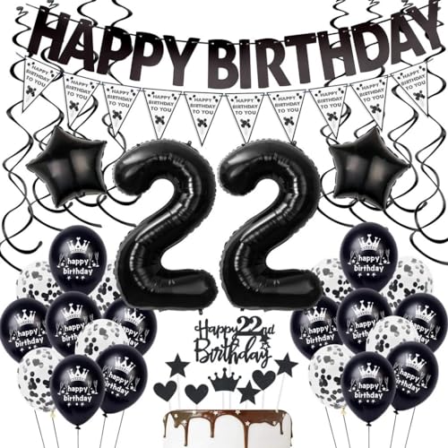 Schwarz 22. Geburtstag Dekoration,Luftballon 22. Geburtstag Mann Frau,Schwarz Geburtstag 22 Jahre Mann, Schwarz 22. Tortendeko,Geburtstagsdeko 22 Jahre Frau,Schwarz Ballon 22. Party Dekoration Schwarz 22. Geburtstag Dekoration,Luftballon 22. Geburtstag Mann Frau,Schwarz Geburtstag 22 Jahre Mann, Schwarz 22. Tortendeko,Geburtstagsdeko 22 Jahre Frau,Schwarz Ballon 22. Party Dekoration von Haosell