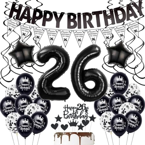 Schwarz 26. Geburtstag Dekoration,Luftballon 26. Geburtstag Mann Frau,Schwarz Geburtstag 26 Jahre Mann, Schwarz 26. Tortendeko,Geburtstagsdeko 26 Jahre Frau,Schwarz Ballon 26. Party Dekoration Schwarz 26. Geburtstag Dekoration,Luftballon 26. Geburtstag Mann Frau,Schwarz Geburtstag 26 Jahre Mann, Schwarz 26. Tortendeko,Geburtstagsdeko 26 Jahre Frau,Schwarz Ballon 26. Party Dekoration von Haosell