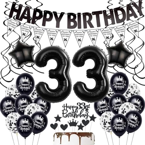 Schwarz 33. Geburtstag Dekoration,Luftballon 33. Geburtstag Mann Frau,Schwarz Geburtstag 33 Jahre Mann, Schwarz 33. Tortendeko,Geburtstagsdeko 33 Jahre Frau,Schwarz Ballon 33. Party Dekoration Schwarz 33. Geburtstag Dekoration,Luftballon 33. Geburtstag Mann Frau,Schwarz Geburtstag 33 Jahre Mann, Schwarz 33. Tortendeko,Geburtstagsdeko 33 Jahre Frau,Schwarz Ballon 33. Party Dekoration von Haosell