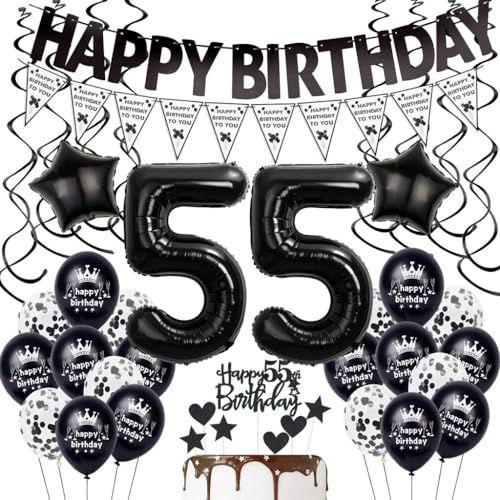 Schwarz 55. Geburtstag Dekoration,Luftballon 55. Geburtstag Mann Frau,Schwarz Geburtstag 55 Jahre Mann, Schwarz 55. Tortendeko,Geburtstagsdeko 55 Jahre Frau,Schwarz Ballon 55. Party Dekoration Schwarz 55. Geburtstag Dekoration,Luftballon 55. Geburtstag Mann Frau,Schwarz Geburtstag 55 Jahre Mann, Schwarz 55. Tortendeko,Geburtstagsdeko 55 Jahre Frau,Schwarz Ballon 55. Party Dekoration von Haosell