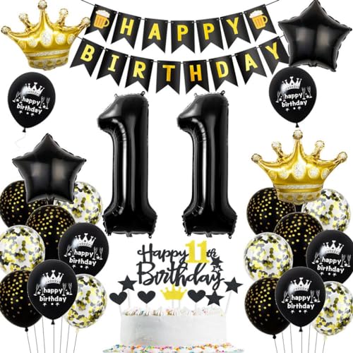 Schwarz Gold 11 Geburtstag Junge Mädchen Deko, Luftballons 11. Geburtstagdeko Schwarz Gold, 11. Geburtstag Dekoration, Schwarz Tortendeko Geburtstag 11 Jahre, Junge 11. Party Deko Gold Schwarz Schwarz Gold 11 Geburtstag Junge Mädchen Deko, Luftballons 11. Geburtstagdeko Schwarz Gold, 11. Geburtstag Dekoration, Schwarz Tortendeko Geburtstag 11 Jahre, Junge 11. Party Deko Gold Schwarz von Haosell