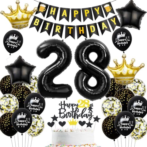 Schwarz Gold 28 Geburtstag Mann Frau Deko, Luftballons 28. Geburtstagdeko Schwarz Gold, 28. Geburtstag Dekoration, Schwarz Tortendeko Geburtstag 28 Jahre, Männer 28. Party Deko Gold Schwarz Schwarz Gold 28 Geburtstag Mann Frau Deko, Luftballons 28. Geburtstagdeko Schwarz Gold, 28. Geburtstag Dekoration, Schwarz Tortendeko Geburtstag 28 Jahre, Männer 28. Party Deko Gold Schwarz von Haosell
