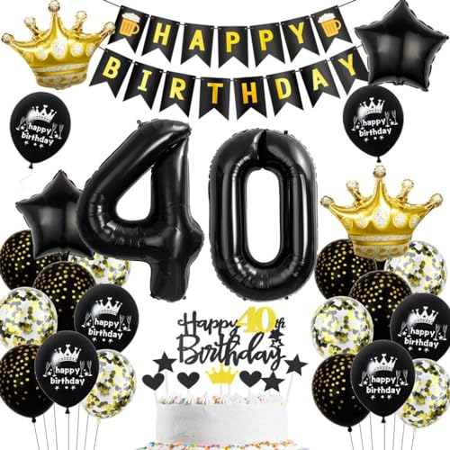 Schwarz Gold 40 Geburtstag Mann Frau Deko, Luftballons 40. Geburtstagdeko Schwarz Gold, 40. Geburtstag Dekoration, Schwarz Tortendeko Geburtstag 40 Jahre, Männer 40. Party Deko Gold Schwarz Schwarz Gold 40 Geburtstag Mann Frau Deko, Luftballons 40. Geburtstagdeko Schwarz Gold, 40. Geburtstag Dekoration, Schwarz Tortendeko Geburtstag 40 Jahre, Männer 40. Party Deko Gold Schwarz von Haosell