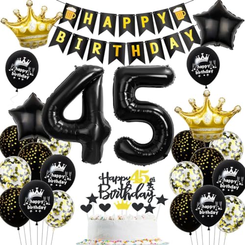 Schwarz Gold 45 Geburtstag Mann Frau Deko, Luftballons 45. Geburtstagdeko Schwarz Gold, 45. Geburtstag Dekoration, Schwarz Tortendeko Geburtstag 45 Jahre, Männer 45. Party Deko Gold Schwarz Schwarz Gold 45 Geburtstag Mann Frau Deko, Luftballons 45. Geburtstagdeko Schwarz Gold, 45. Geburtstag Dekoration, Schwarz Tortendeko Geburtstag 45 Jahre, Männer 45. Party Deko Gold Schwarz von Haosell