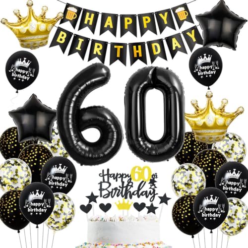 Schwarz Gold 60 Geburtstag Mann Frau Deko, Luftballons 60. Geburtstagdeko Schwarz Gold, 60. Geburtstag Dekoration, Tortendeko 60 Jahre, Männer 60. Party Deko Schwarz Gold 60 Geburtstag Mann Frau Deko, Luftballons 60. Geburtstagdeko Schwarz Gold, 60. Geburtstag Dekoration, Tortendeko 60 Jahre, Männer 60. Party Deko von Haosell