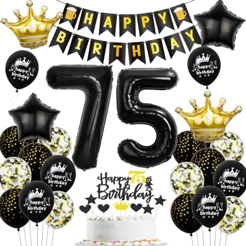 Schwarz Gold 75 Geburtstag Mann Frau Deko, Luftballons 75. Geburtstagdeko Schwarz Gold, 75. Geburtstag Dekoration, Schwarz Tortendeko Geburtstag 75 Jahre, Männer 75. Party Deko Gold Schwarz Schwarz Gold 75 Geburtstag Mann Frau Deko, Luftballons 75. Geburtstagdeko Schwarz Gold, 75. Geburtstag Dekoration, Schwarz Tortendeko Geburtstag 75 Jahre, Männer 75. Party Deko Gold Schwarz von Haosell