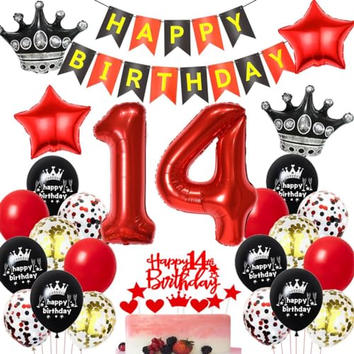Schwarz Rot 14. Geburtstag Dekoration,Luftballons 14. Geburtstag Mädchen Rot Schwarz,Ballons 14 Jahre Geburtstagsdeko Junge Mädchen,14 Jahre Geburtstagsdeko Schwarz Rot 14. Geburtstag Dekoration,Luftballons 14. Geburtstag Mädchen Rot Schwarz,Ballons 14 Jahre Geburtstagsdeko Junge Mädchen,14 Jahre Geburtstagsdeko von Haosell