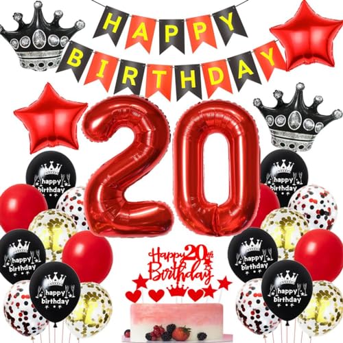 Schwarz Rot 20. Geburtstag Dekoration,Luftballons 20. Geburtstag Frau Rot Schwarz,Ballons 20 Jahre Geburtstagsdeko Mann Frau,20 Jahre Geburtstagsdeko Rot, Deko 20. Geburtstag Frauen Rot Schwarz Rot 20. Geburtstag Dekoration,Luftballons 20. Geburtstag Frau Rot Schwarz,Ballons 20 Jahre Geburtstagsdeko Mann Frau,20 Jahre Geburtstagsdeko Rot, Deko 20. Geburtstag Frauen Rot von Haosell