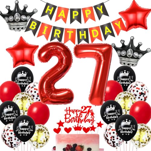 Schwarz Rot 27. Geburtstag Dekoration,Luftballons 27. Geburtstag Frau Rot Schwarz,Ballons 27 Jahre Geburtstagsdeko Mann Frau,27 Jahre Geburtstagsdeko Schwarz Rot 27. Geburtstag Dekoration,Luftballons 27. Geburtstag Frau Rot Schwarz,Ballons 27 Jahre Geburtstagsdeko Mann Frau,27 Jahre Geburtstagsdeko von Haosell