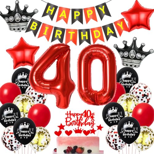 Schwarz Rot 40. Geburtstag Dekoration, Luftballons Für Frau Und Mann, Ballons Geburtstagsdeko, Deko Für Frauen Schwarz Rot 40. Geburtstag Dekoration, Luftballons Für Frau Und Mann, Ballons Geburtstagsdeko, Deko Für Frauen von Haosell
