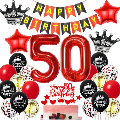 Schwarz Rot 50. Geburtstag Dekoration - Luftballons Für Mann Und Frau, Ballons Und Deko Set Schwarz Rot 50. Geburtstag Dekoration - Luftballons Für Mann Und Frau, Ballons Und Deko Set von Haosell