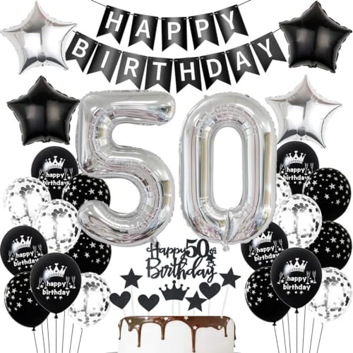 Schwarz Silber Luftballons 50. Geburtstag Dekoration,Schwarz Silber Geburtstagsdeko 50 Jahre Frauen Männer,Schwarz Ballons 50. Geburtstag Mann, Schwarz 50 Jahre Tortendeko,Schwarz 50. Party Deko Schwarz Silber Luftballons 50. Geburtstag Dekoration,Schwarz Silber Geburtstagsdeko 50 Jahre Frauen Männer,Schwarz Ballons 50. Geburtstag Mann, Schwarz 50 Jahre Tortendeko,Schwarz 50. Party Deko von Haosell