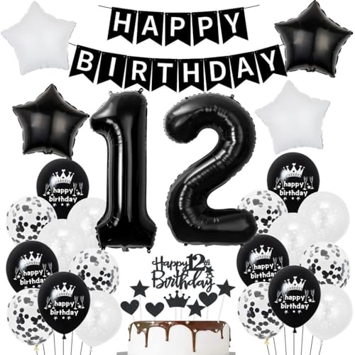 Schwarz Weiß 12. Geburtstag Dekoration, Schwarz Weiß Luftballon 12. Geburtstag Deko, Junge Mädchen Geburtstagsdeko 12 Jahre, Schwarz 12. Tortendeko, Ballons 12. Geburtstag Junge Mädchen Party Deko Schwarz Weiß 12. Geburtstag Dekoration, Schwarz Weiß Luftballon 12. Geburtstag Deko, Junge Mädchen Geburtstagsdeko 12 Jahre, Schwarz 12. Tortendeko, Ballons 12. Geburtstag Junge Mädchen Party Deko von Haosell