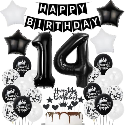 Schwarz Weiß 14. Geburtstag Dekoration, Schwarz Weiß Luftballon 14. Geburtstag Deko, Junge Mädchen Geburtstagsdeko 14 Jahre, Schwarz 14. Tortendeko, Ballons 14. Geburtstag Junge Mädchen Party Deko Schwarz Weiß 14. Geburtstag Dekoration, Schwarz Weiß Luftballon 14. Geburtstag Deko, Junge Mädchen Geburtstagsdeko 14 Jahre, Schwarz 14. Tortendeko, Ballons 14. Geburtstag Junge Mädchen Party Deko von Haosell