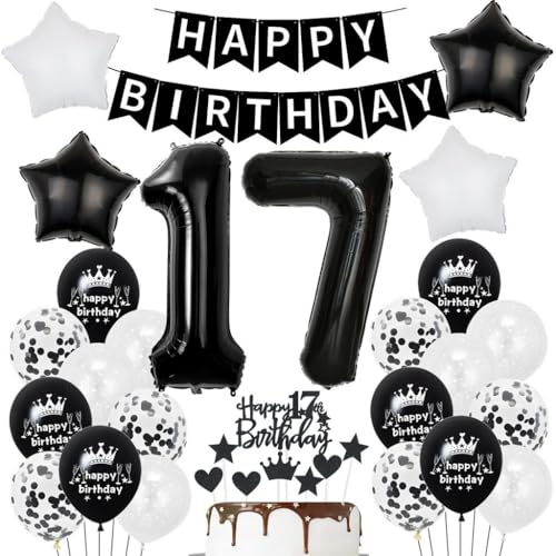 Schwarz Weiß 17. Geburtstag Dekoration, Schwarz Weiß Luftballon 17. Geburtstag Deko, Junge Mädchen Geburtstagsdeko 17 Jahre, 17. Tortendeko, Ballons 17. Junge Mädchen Party Deko Schwarz Weiß 17. Geburtstag Dekoration, Schwarz Weiß Luftballon 17. Geburtstag Deko, Junge Mädchen Geburtstagsdeko 17 Jahre, 17. Tortendeko, Ballons 17. Junge Mädchen Party Deko von Haosell