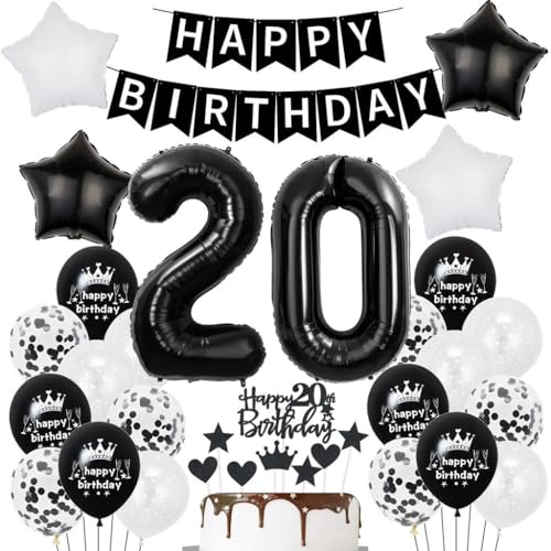 Schwarz Weiß 20. Geburtstag Dekoration, Schwarz Weiß Luftballon 20. Geburtstag Deko, Mann Frau Geburtstagsdeko 20 Jahre, Schwarz 20. Tortendeko, Ballons 20. Geburtstag Frauen Männer Party Deko Schwarz Weiß 20. Geburtstag Dekoration, Schwarz Weiß Luftballon 20. Geburtstag Deko, Mann Frau Geburtstagsdeko 20 Jahre, Schwarz 20. Tortendeko, Ballons 20. Geburtstag Frauen Männer Party Deko von Haosell