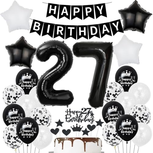 Schwarz Weiß 27. Geburtstag Dekoration, Schwarz Weiß Luftballon 27. Geburtstag Deko, Mann Frau Geburtstagsdeko 27 Jahre, 27. Tortendeko, Ballons 27. Frauen Männer Party Deko Schwarz Weiß 27. Geburtstag Dekoration, Schwarz Weiß Luftballon 27. Geburtstag Deko, Mann Frau Geburtstagsdeko 27 Jahre, 27. Tortendeko, Ballons 27. Frauen Männer Party Deko von Haosell