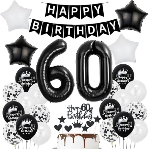Schwarz Weiß 60. Geburtstag Dekoration, Schwarz Weiß Luftballon 60. Geburtstag Deko, Mann Frau Geburtstagsdeko 60 Jahre, Schwarz 60. Tortendeko, Ballons 60. Geburtstag Frauen Männer Party Deko Schwarz Weiß 60. Geburtstag Dekoration, Schwarz Weiß Luftballon 60. Geburtstag Deko, Mann Frau Geburtstagsdeko 60 Jahre, Schwarz 60. Tortendeko, Ballons 60. Geburtstag Frauen Männer Party Deko von Haosell